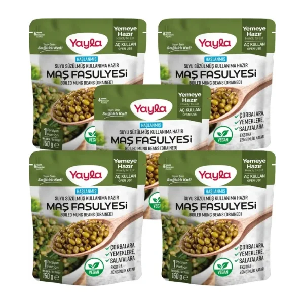 Yayla Haşlanmış Suyu Süzülmüş Maş Fasulyesi 150 gr x5