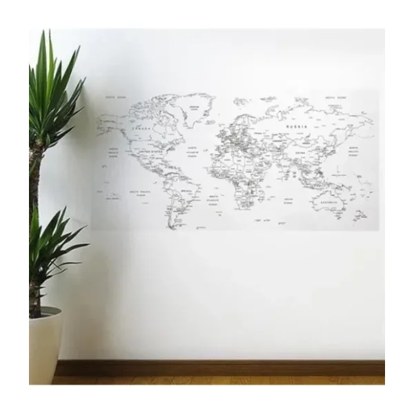 Yazılabilir Dünya Haritası Manyetik Duvar Stickerı 110 x 56 cm