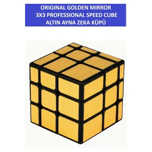 ZETCONCEPT 3x3 Altın Rengi Aynalı Zeka Küpü, Profesyonel Hız Küpü, 3X3 GOLDEN MIRROR AYNA KÜP -Zeka Küpü - Profesyonel Speed Cube - Sabır Küpü -