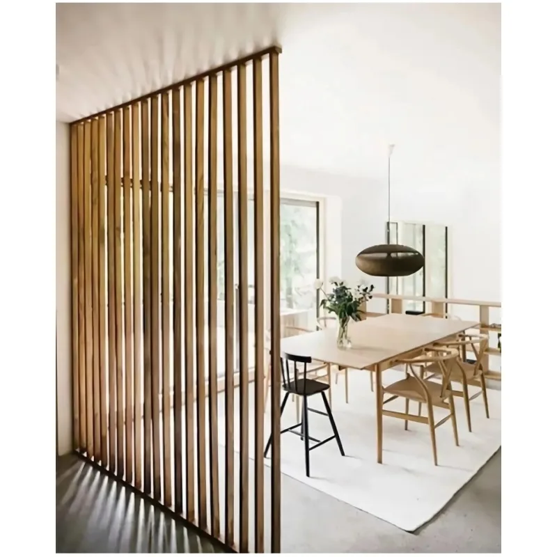100CM x 200CM Ahşap Çıtalı Paravan Oda Ayırıcı Seperatör Duvar Dekor 100CM x 200CM - 100x200 cm - Koyu Kahve