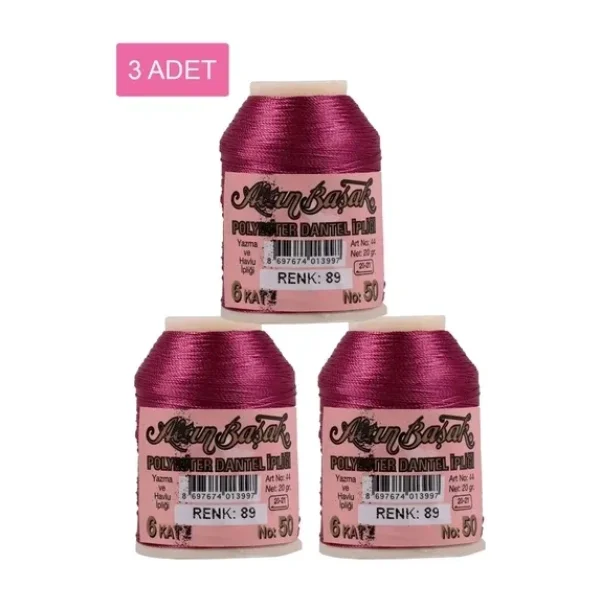3 Adet Altınbaşak Oya ve Dantel İpi 20 gr - Royaleks - No: 089