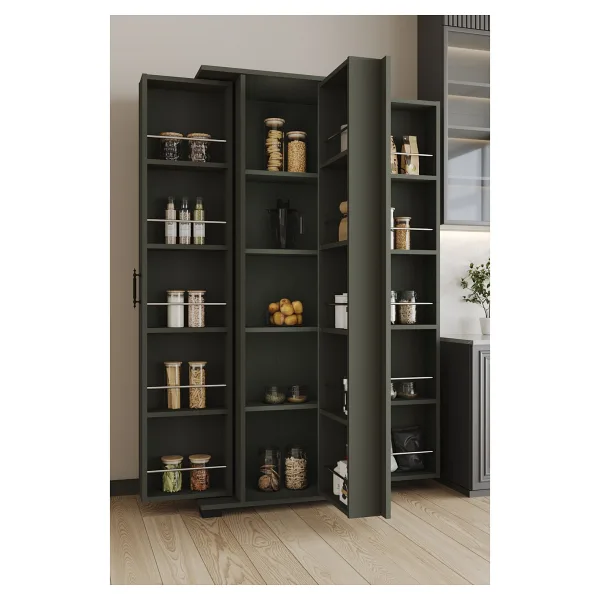 AE-3083 Hazal Çok Amaçlı Mutfak Dolabı 3 Kapaklı 15 Raflı Kiler Dolabı Modern Tasarım 170x138x77,5