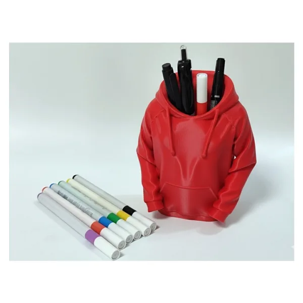 Antilop 3D Kırmızı Kapüşonlu Sweatshirt Tasarımlı Kalemlik Masaüstü Organizer Dekoratif Kalem Standı