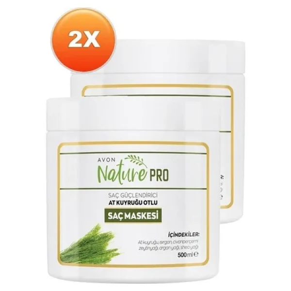 Avon Nature Pro At Kuyruğu Otlu Saç Maskesi 500 ml 2'li Set