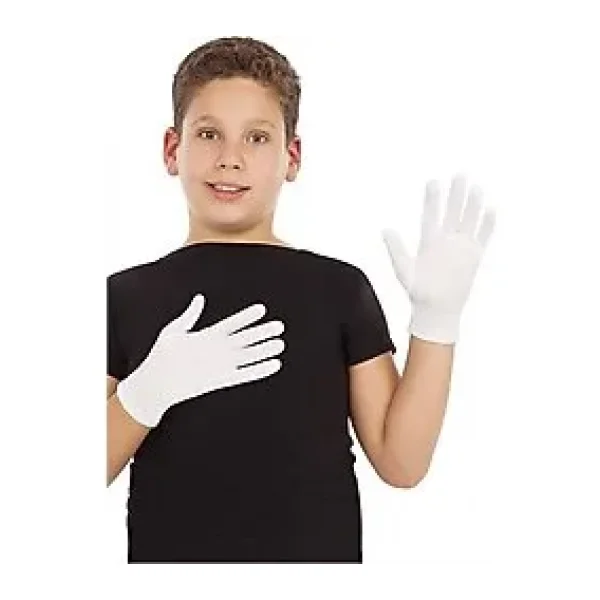 Beyaz Renk Çocuk Boy Likralı Pandomim Eldiveni
