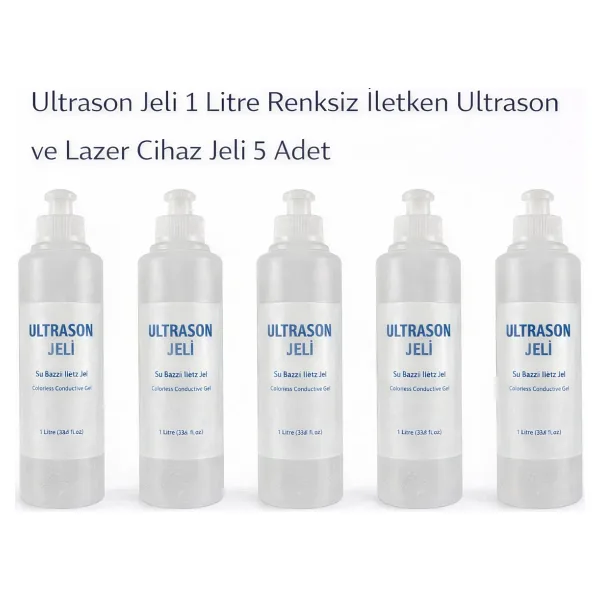 Bezos Ultrason Jeli 1 Litre Renksiz Iletken Ultrason ve Lazer Cihaz Jeli 5 Adet