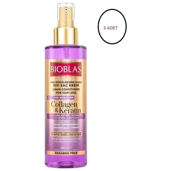 Bioblas 200 ml Kolajen+keratin Sıvı Saç Kremi X 3 adet