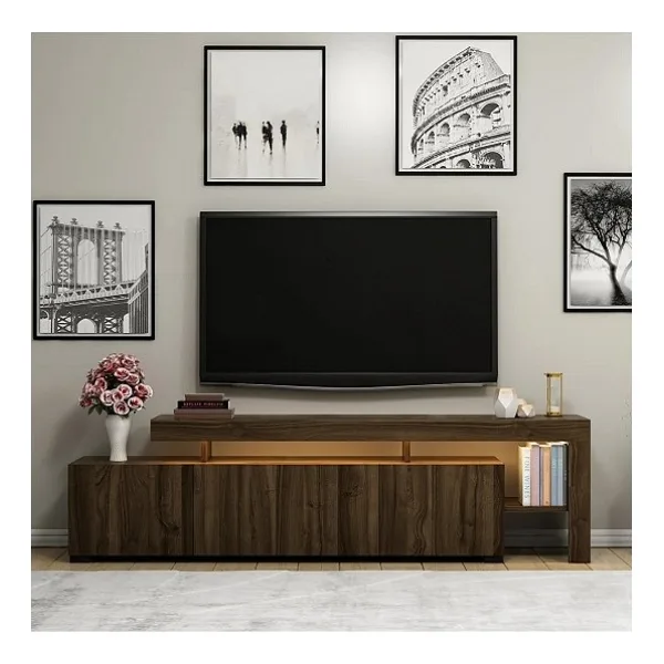 BMdekor Tv Sehpası Buğra Ceviz Led Işıklı 192 Cm