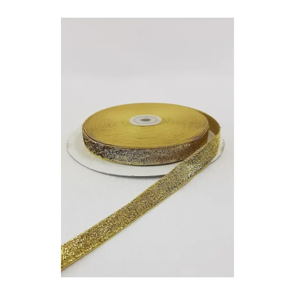 Bontex Altın Sarısı Simli Kadife Kurdele En 1,5 Cm 1 Metre