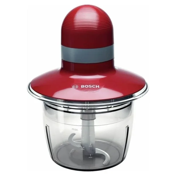 Bosch MMR08R2 Kırmızı Doğrayıcı Plastik Hazneli 500+ ml Kapasite Paslanmaz Çelik Bıçak