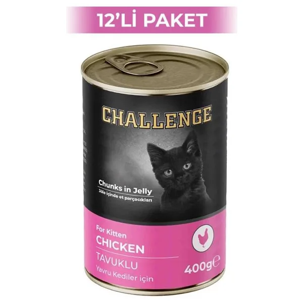 Challenge Jelly Tavuklu 400 gr 12'li Yavru Konserve Kedi Maması