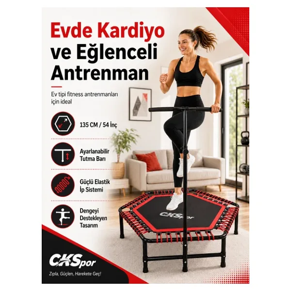 Ckspor Tutunmalı Trambolin 135 Cm ''(54 Inç) Tutunmalı Step Trambolin Egzerisiz Trambolini