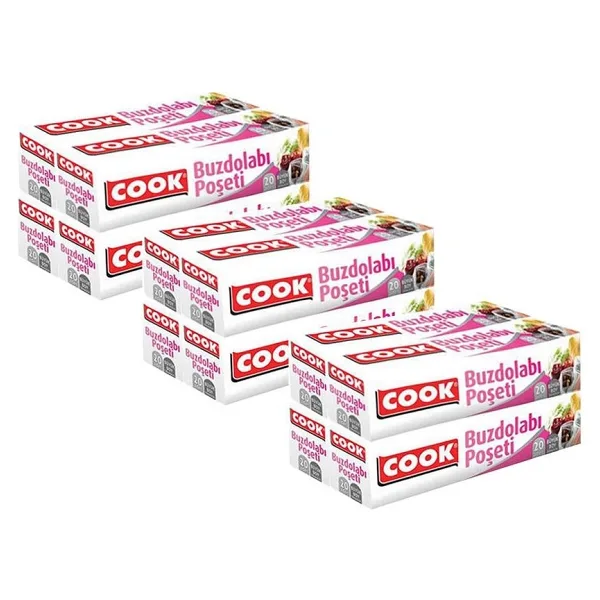 Cook Buzdolabı Poşeti Küçük Boy 20 x 30 cm x 4 - 3 Adet - Şeffaf