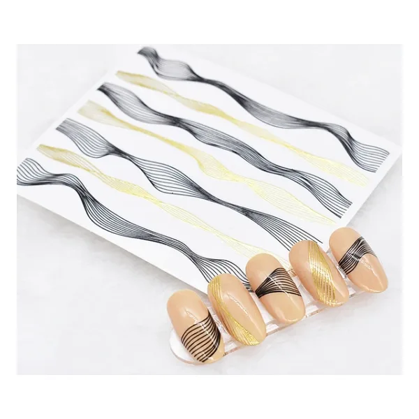 Dalgalı İnce Çizgiler Dizayn Tırnak Sticker Tırnak Etiketi Nail Art Jo-Dlg02
