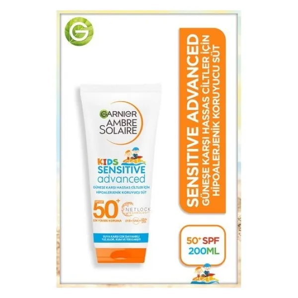 Garnıer Ambre Solaıre Sensıtıve Advanced Çocuk Güneşe Karşı Hassas Ciltler Için Hipoalerjenik Koruyucu Süt 50SPF 200ML