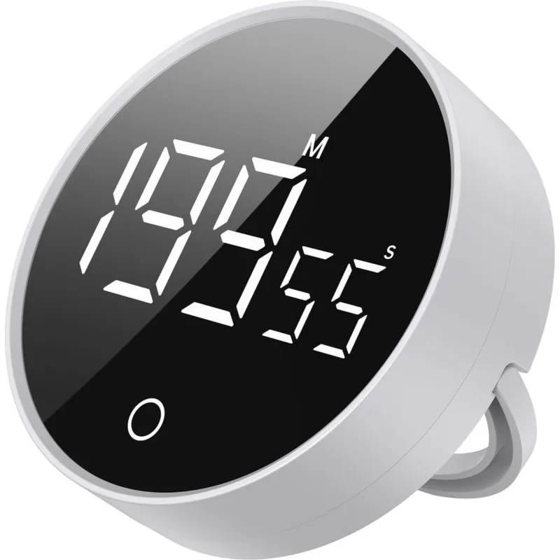GWORKE RT-1 Mıknatıslı Rotary Zamanlayıcı 0-199 İleri Geri Sayım Kronometre, Ayaklı Stand, LED Ekran, USB-C Şarjlı, Pomodoro & Mutfak Timer (Beyaz)