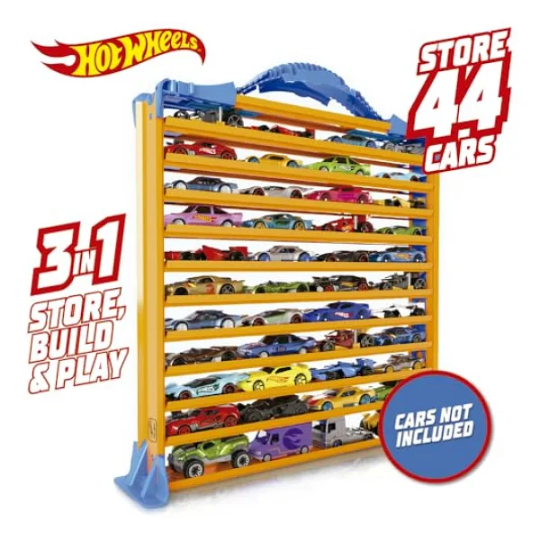 Hot Wheels Racentrack 44 Araba İçin Depolama Rafı ve Yol Pisti Plastik Malzemeden Üretilmiştir HWCC9B
