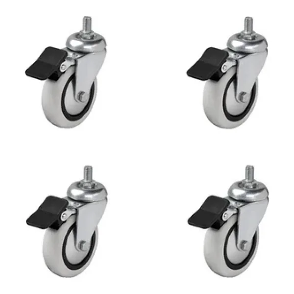 Hts 354- Döner 3/8 Vidalı Frenli Mobilya Tekeri Çap : 74 Mm 4 Ad.