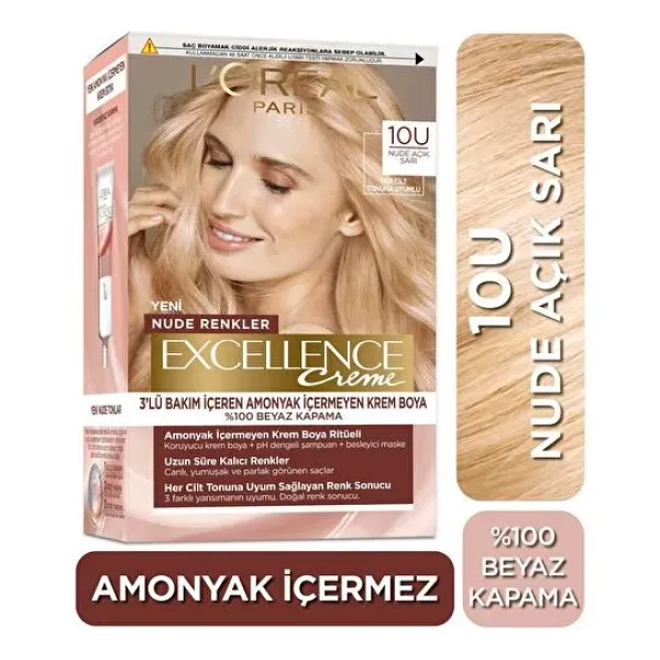 L'Oreal Paris Excellence Creme 10U Nude Açık Sarı Saç Boyası