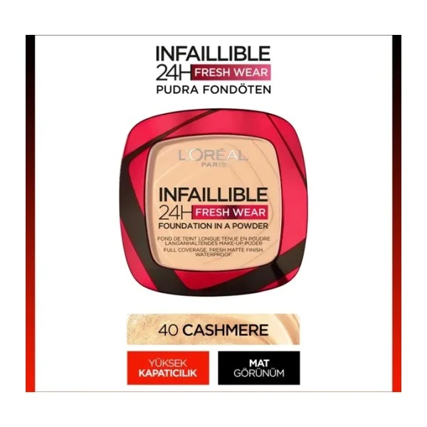 L'Oreal Paris Infaillible 24H Fresh Wear 40 Cashmere 9 gr Pudra Fondöten