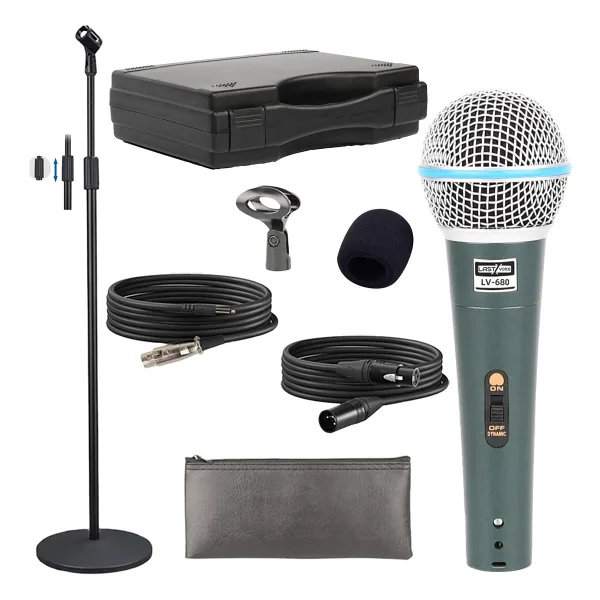 Lastvoice Lv-680STM Kablolu Dinamik Mikrofon Seti (Boy Stand Cüzdan Çift Kablo Sünger Tutacak)