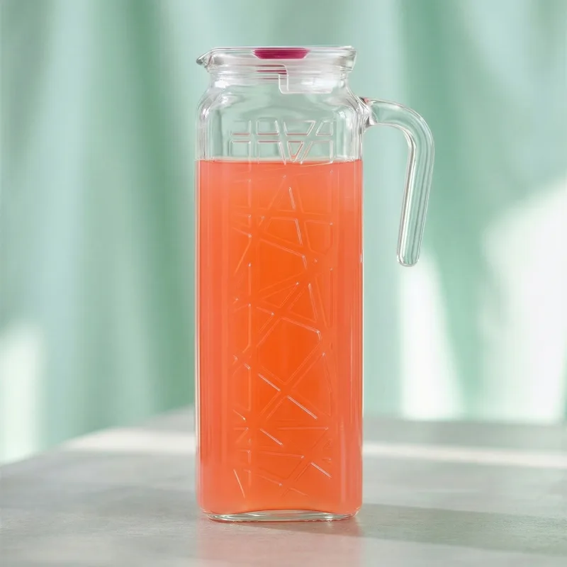 Lav Line Cam Sürahi Tekli 1,2 L Kulplu Pembe Plastik Kapaklı