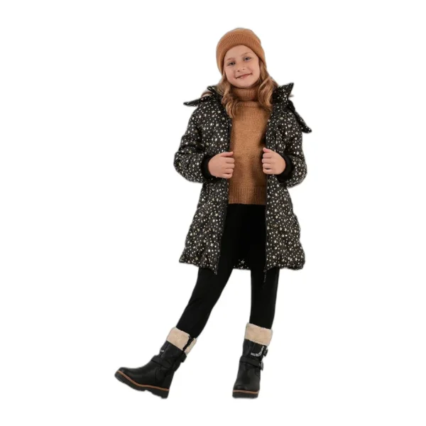 Lela 5760050 Kapüşonlu Kürklü Kız Çocuk Şişme Mont