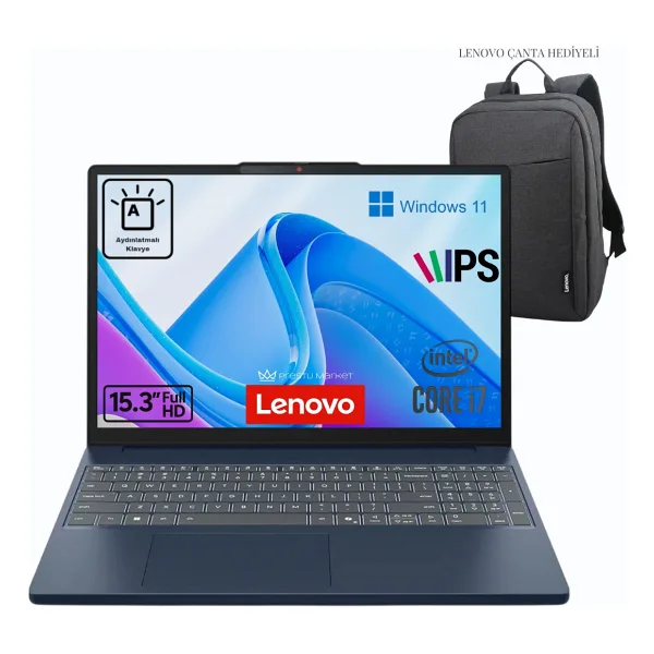 Lenovo Ideapad Slim 3 15IRH10 83K10061TR i7-13620H 8 GB 1 TB SSD UHD Graphics 15.3" WUXGA Notebook
