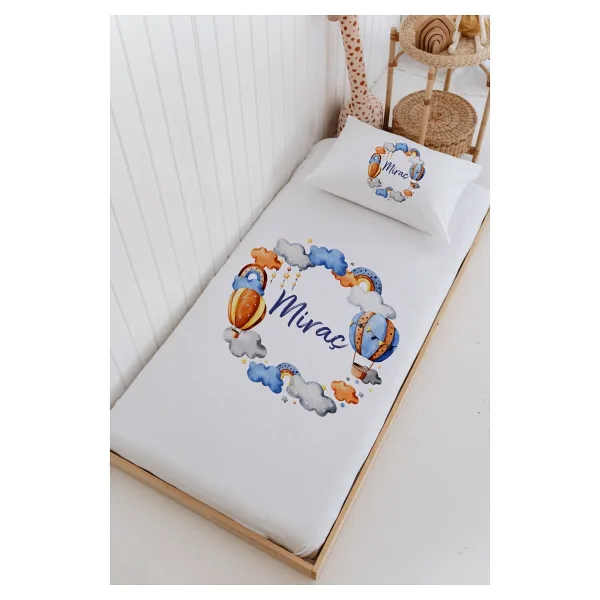 Lilabio İsme Özel %100 Pamuk Bebek Ve Çocuk Tek Kişilik 165 X 225 Cm Pike Takımı-Balon