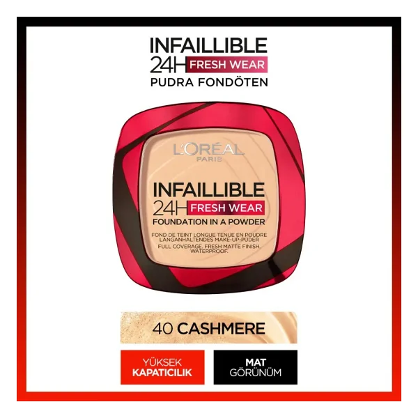 L'Oreal Paris Infaillible 24H Fresh Wear 40 Cashmere 9 gr Pudra Fondöten