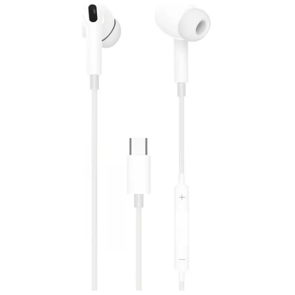 Lucatech Samsung F02S / F04 / F13 / F23 / F41 / F42 / F52 / F54 / F62 Uyumlu Silikonlu Type-C Kulaklık - Beyaz