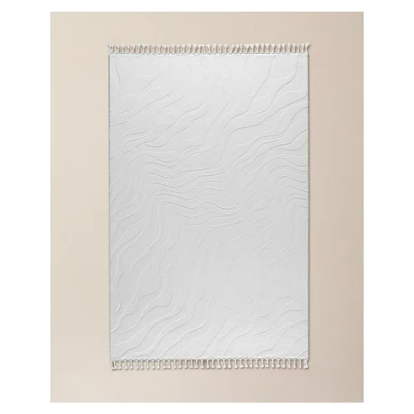 Madame Coco Pluie Rölyef Halı - Beyaz - 190x290 cm