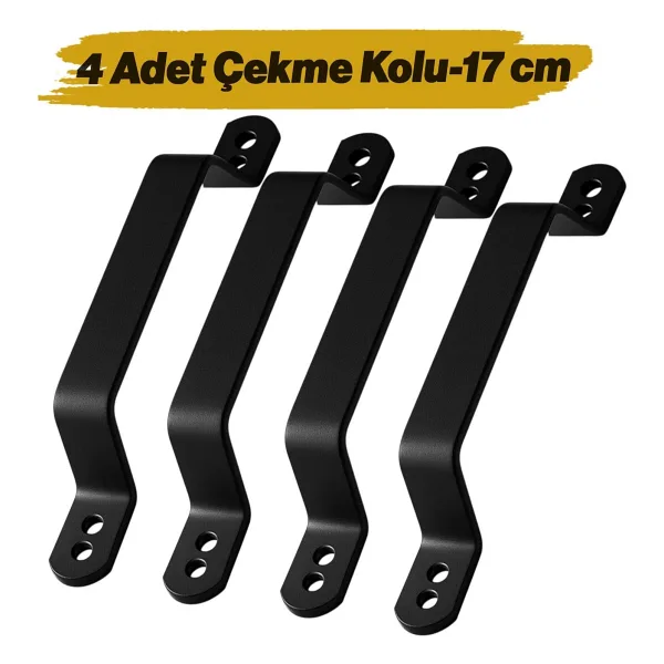 Metal El Tutamagı Çekme Kolu Kapı Tutma Kulbu 17 cm Kulp Kapı Tutamağı Kulpu Mat Siyah Renk (4 Adet)
