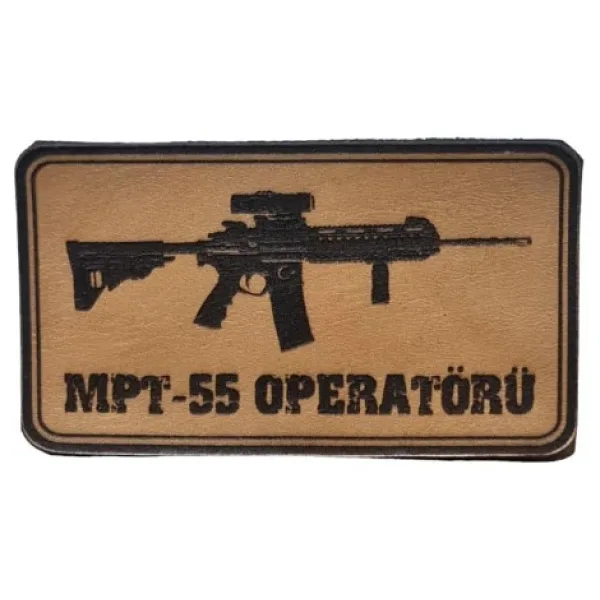 Mpt 55 Operatörü -Dikdörtgen Deri Peç - Arma - 2 Wolf Leather Patch