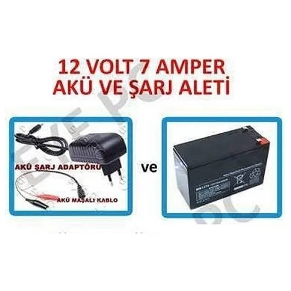 NcpLine 12 Volt 7 Amper Akü Ve Akü Şarj Aleti Pilsan Akülü Oyuncak Araba Uyumlu Akü Şarz Seti Kiti