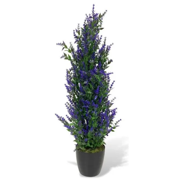 Nettenevime Yapay Çiçek Siyah Saksıda Mor Lavanta Ağacı 55cm