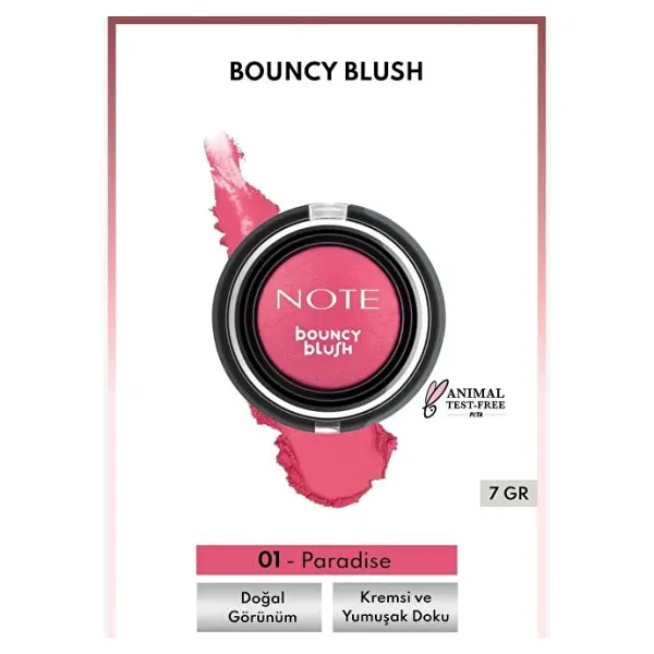 Note Bouncy Blush 01 Paradise Krem Allık