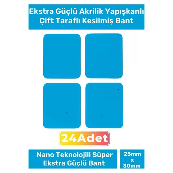 Özel Seri Ekstra Güçlü PE Köpük Esaslı Çift Taraflı Hazır Kesilmiş 25x30mm Asma Bant 24 Adet