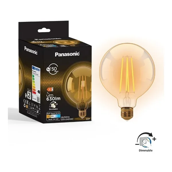 Panasonic G95 Sarı Işık 7 W E27 Rustik LED Ampul