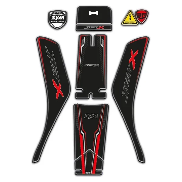 Redline Grafik SYM Jet X 125 Uyumlu Tank Pad Seti Kırmızı Siyah