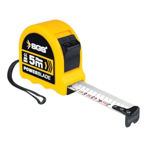 Sgs Şerit Metre 5M X 19Mm Çift Stop Kilitli Dayanıklı Ölçüm Metresi