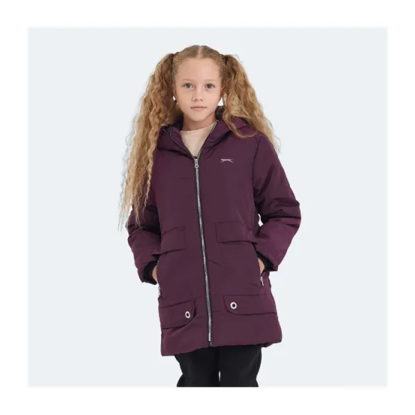 Slazenger Camelia Kapüşonlu Mor Çocuk Mont