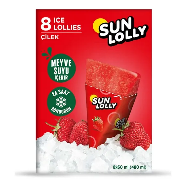 Sun Lolly Çilek Aromalı Su Buzu 8x60 ml