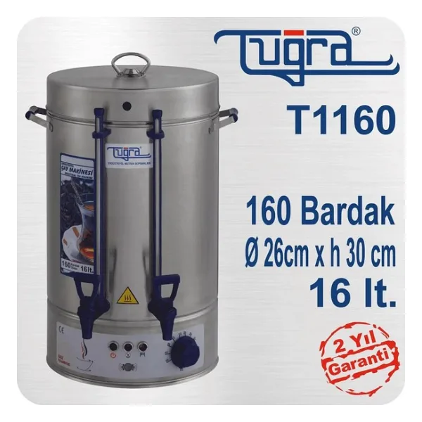 Tuğra Çay Makinaları 160 Bardak 16 Lt. - Gri