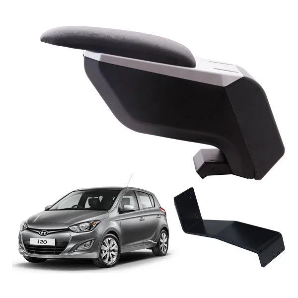 3 Tıkla Hyundai i20 2012 Delmesiz Çelik Ayaklı Gri-Siyah Kolçak Kol Dayama
