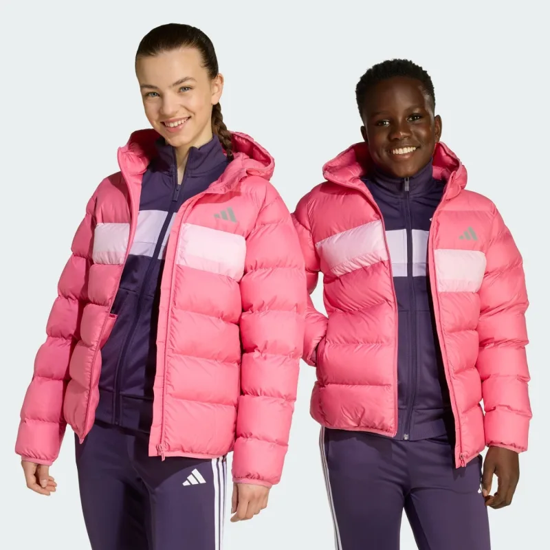 Adidas Synthetic Down JW2454-JL7433 Kapüşonlu Pembe Çocuk Şişme Mont