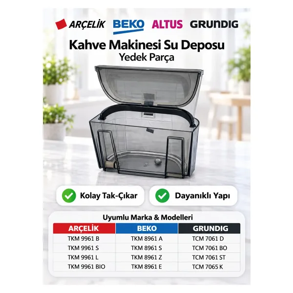 Arçelik Tkm 9961 Uyumlu Kahve Makinesi Su Deposu Yedek Parça