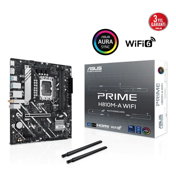 ASUS PRIME H810M-A WIFI 2x DDR5 DP/HDMI 2x M.2 1x 2.5GLAN/WIFI/BT USB3.2 1851P ANAKART
