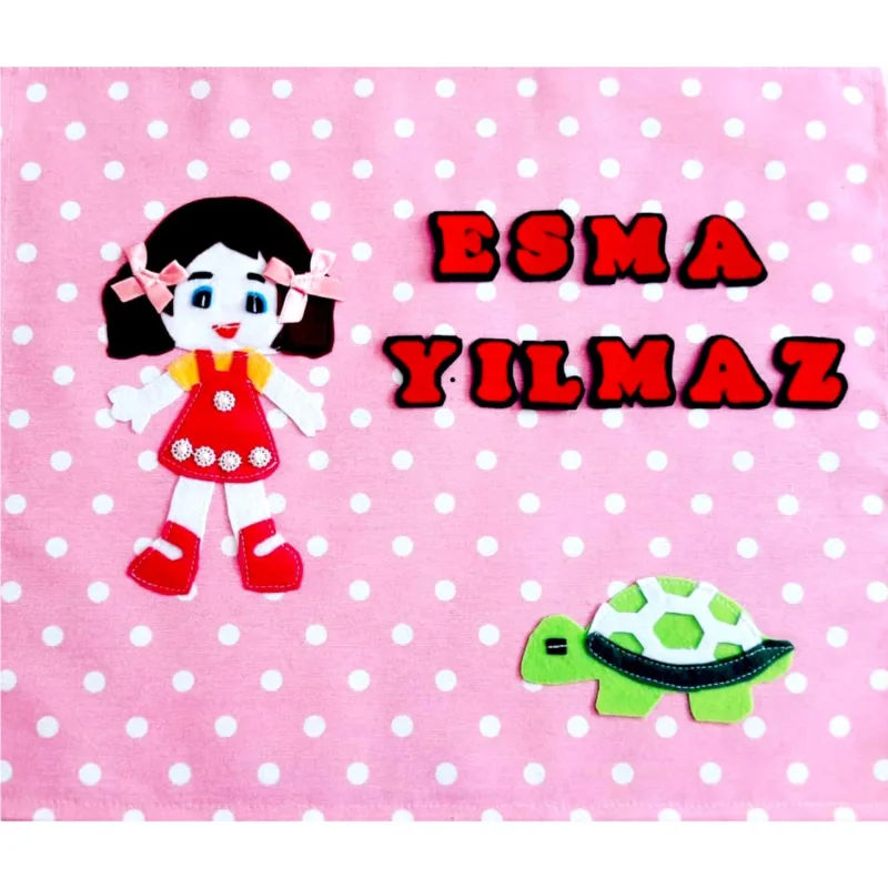 B.s.c Home Okul Peçete, Beslenme Örtüsü (Isme Özel) - Açık Pembe