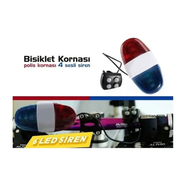 Bisiklet Polis Siren Kornası Açık Gri